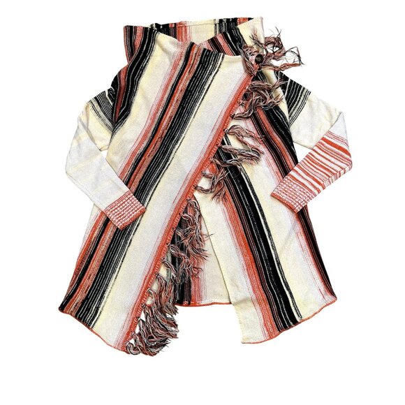 CCC Open Front Sweater Loose Fringe Long Wrap Knitted Cardigan Long Sleeve SZ XL - Picture 6 of 8